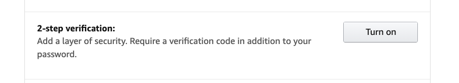 The Amazon Login and Security page with the 2-step verification setting.