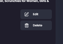 Edit and Delete actions for a product in My Products