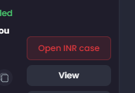 The Open INR case link on an affected order in My Orders.